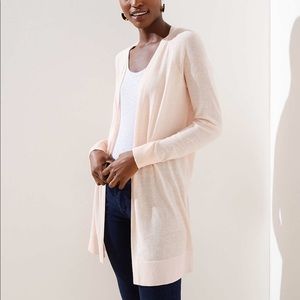 Anne Taylor LOFT sheer open cardigan soft pink XS